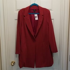 Red Longline Crepe Blazer